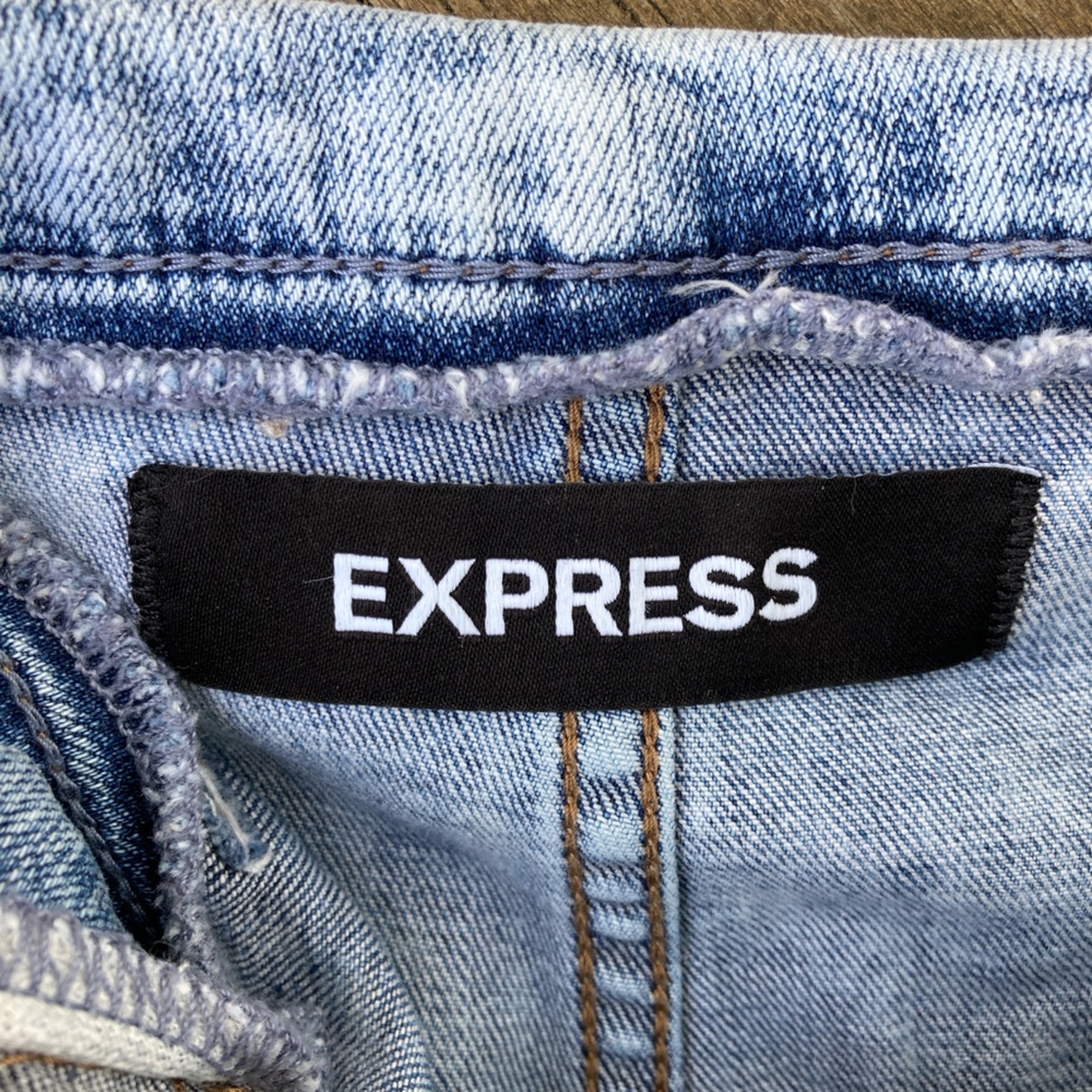 VINTAGE Jeans EXPRESS Boho Retro SUPER HIGH WAIST TAPERED Acid Wash Blue Size 10 - Picture 6 of 11
